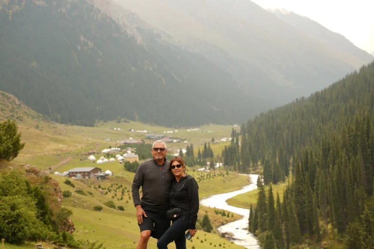 Scenic river valley in Altyn-Arashan Kyrgyzstan