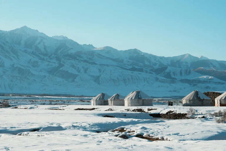 Winter yurt camp in the mountains of Kyrgyzstan